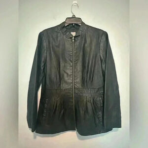 J.JILL BLACK 100% GENUINE LEATHER JACKET FULLY LINED SIZE Size M